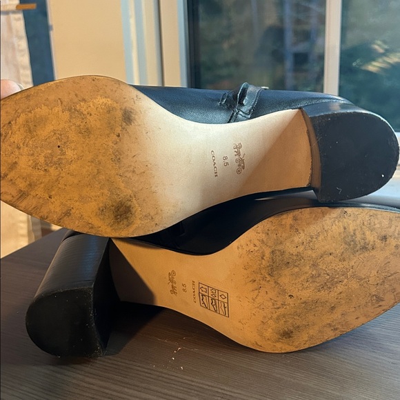 Coach Black Leather Boots with Buckle - Picture 4 of 7